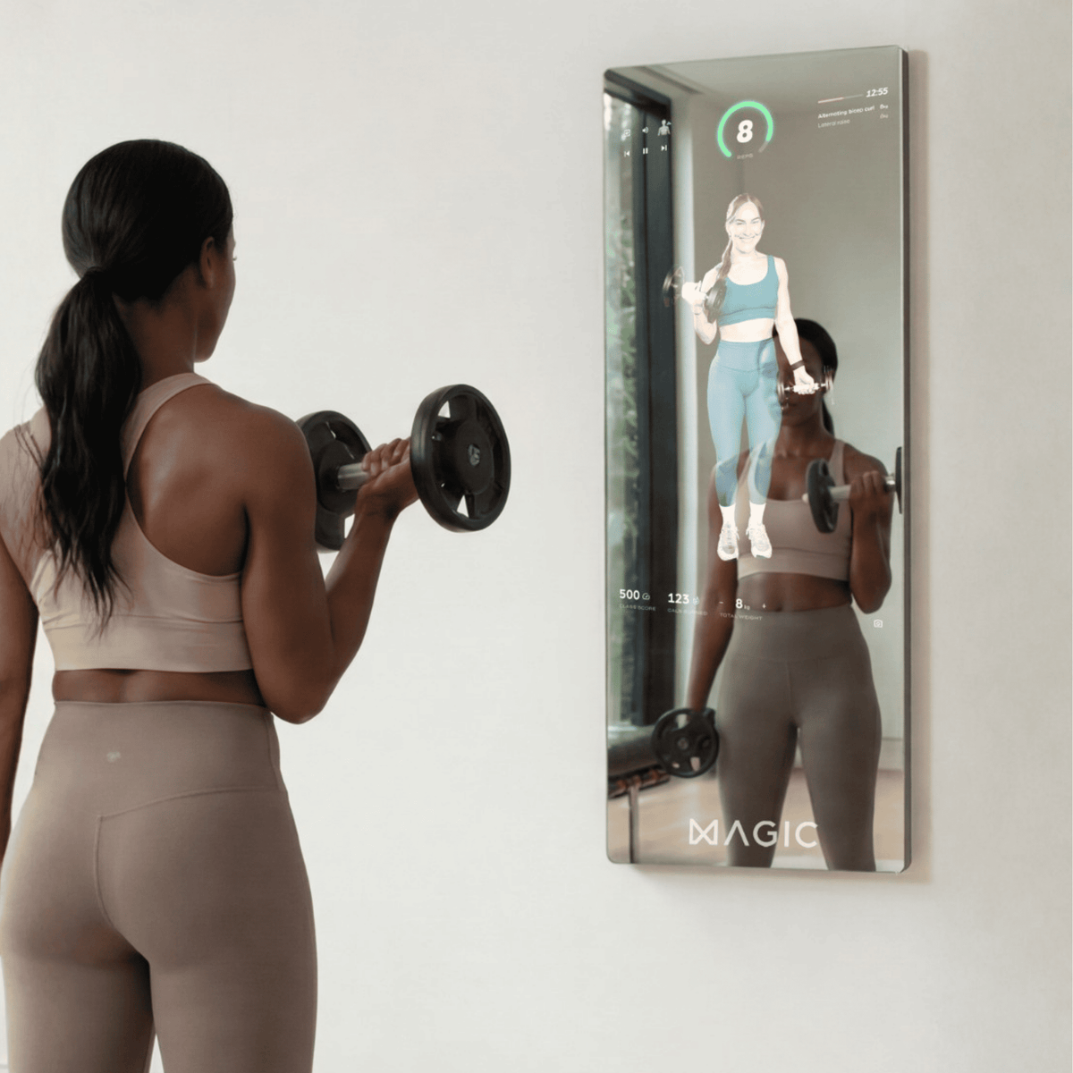 Person training at home with the Magic Mirror