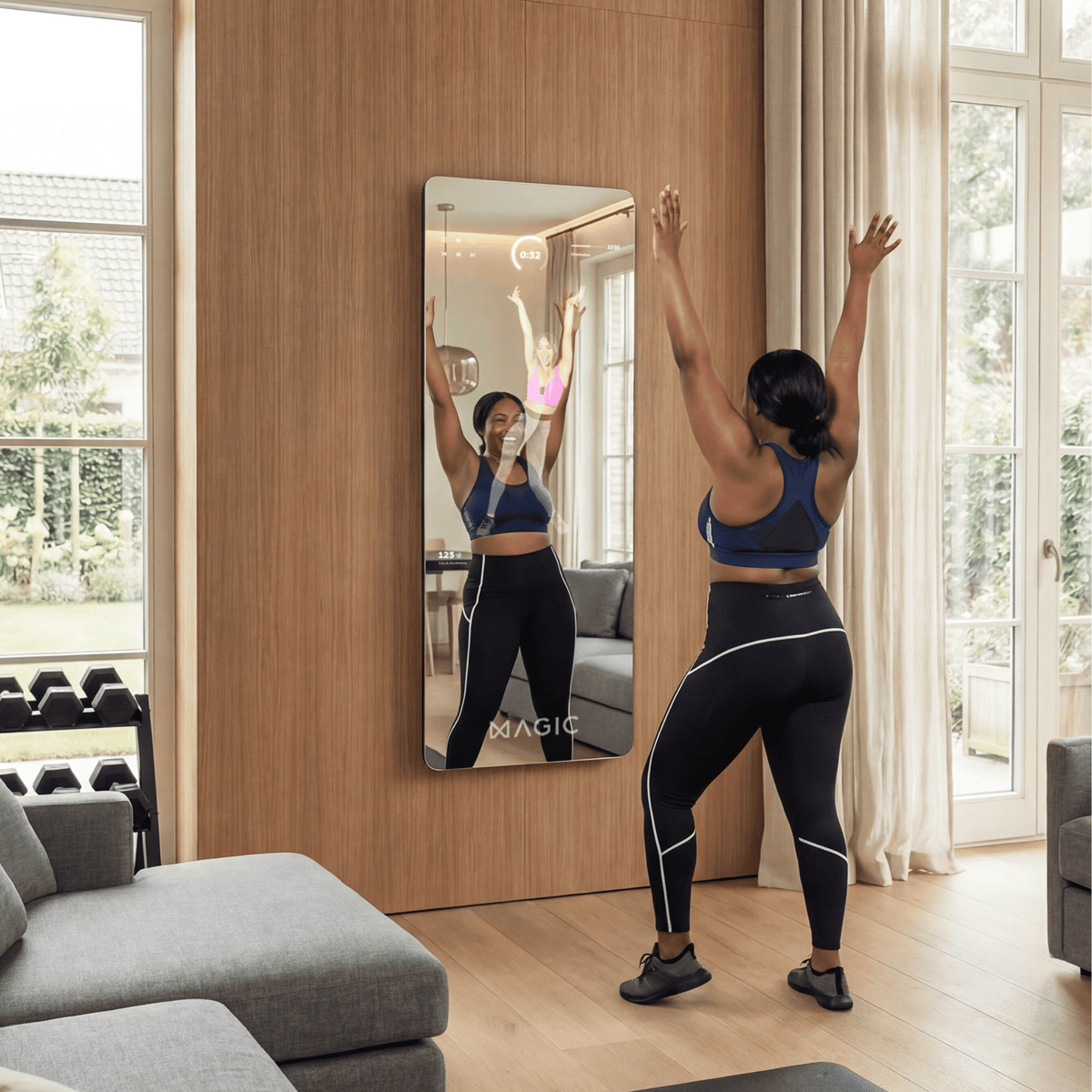 Person training at home with the Magic Mirror