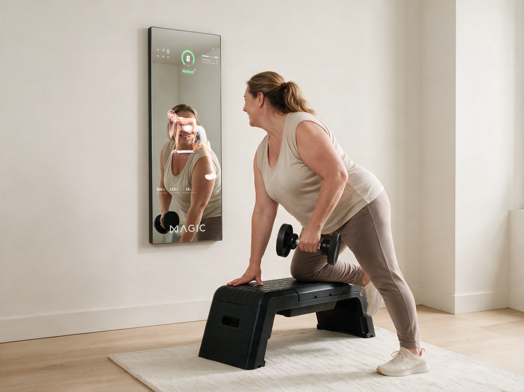 Person training at home with the Magic Mirror