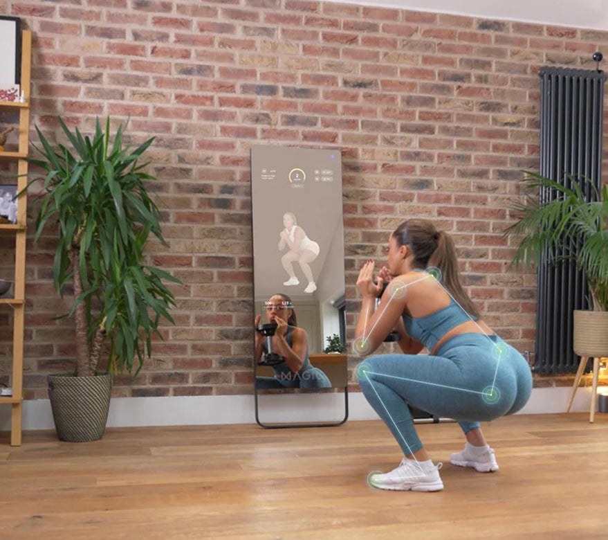 Person training at home with the Magic Mirror